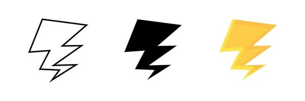 collection of lightning icons, energy symbols. modern design isolated on white background vector