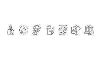 Microcredit icons set isolated on White Background Flat style design vector