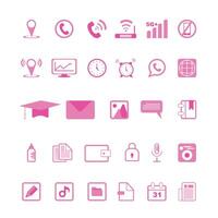 Pink Web Design Icon Set vector