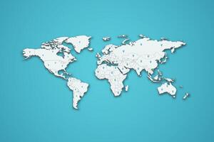 World 3D map illustration with province map pin on isolated background vector