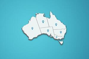 Australia 3D map illustration with province map pin on isolated background vector