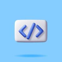 3d code icon isolated on blue. Render computer software language symbol. Computer programming language. Web development code interface sign. vector