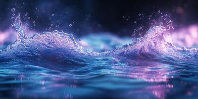 Colorful water splashes create mesmerizing patterns during a nighttime aquatic display photo