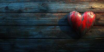 Decorative red heart shape on rustic wooden background creating a warm and inviting atmosphere in the decor setting photo