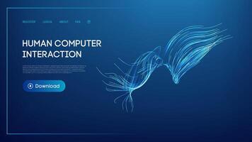Flowing curved blue lines depicting human-computer interaction concepts vector