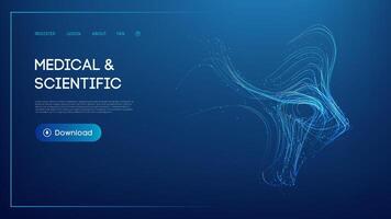Medical and scientific abstract design with flowing blue lines vector