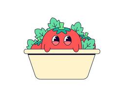 Tomato in a Bowl cartoon character hand drawn vector