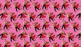 Loving couple, dancing, pattern for designer backgrounds, repeat, background in pink tones, vector