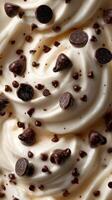 Whipped cream topped with chocolate chips creates a delightful dessert experience photo