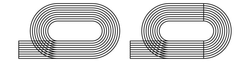 Running track icons line set vector