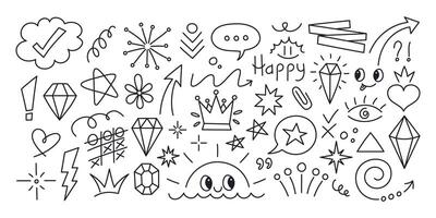 Set of hand drawn Doodle cute sketch elements vector