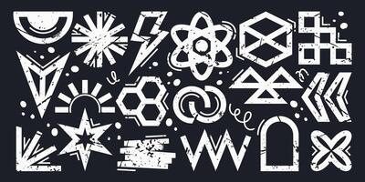 Set of abstract symbols in vintage style of geometric shapes vector