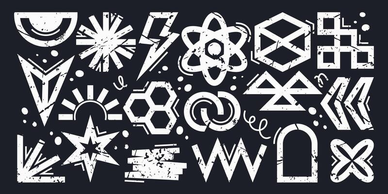 Set of abstract symbols in vintage style of geometric shapes