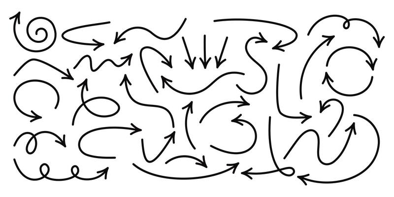 Set of hand drawn arrow