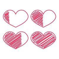 Hand Drawn Heart Set, illustration vector