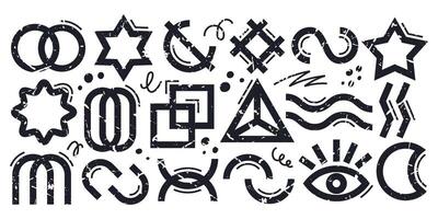 Abstract geometric symbols with vintage texture vector