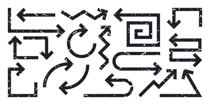 Set of geometric arrows, illustration on white background