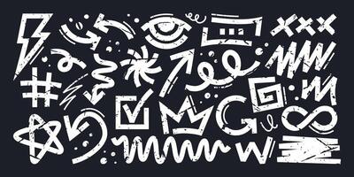 Abstract symbols and signs, hand drawing vector