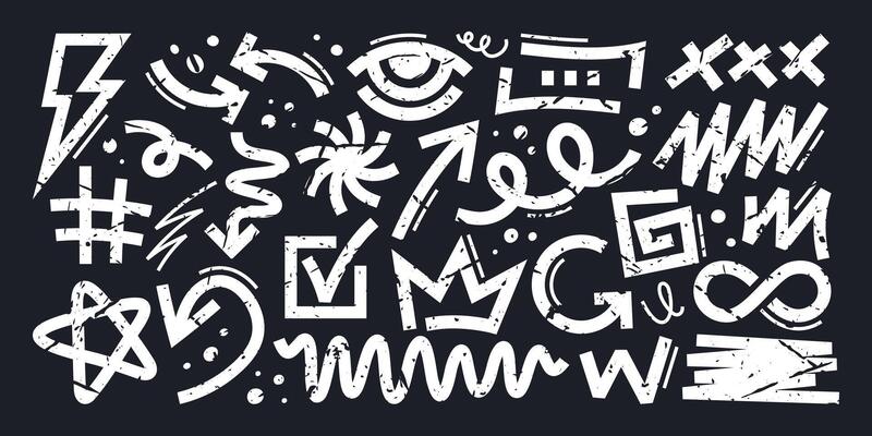 Abstract symbols and signs, hand drawing