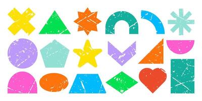 Grunge Geometric Shapes Set Colorful Abstract Elements vector