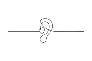Simple illustration of human ear continuous single line art drawing vector