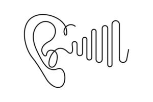 Human ear continuous sigle line drawing of minimalist outline art style vector