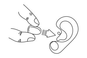 Human ear single line art drawing continuous isolated on white minimalist style vector