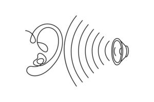 Simple illustration of human ear shape continuous one line art ear outline style vector