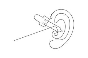 Continuous one line art drawing of human ear style vector