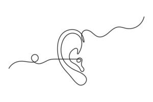 Illustration continuous human ear single line art drawing vector