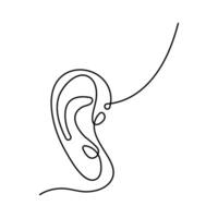 Simple illustration of human ear continuous one line art icon vector