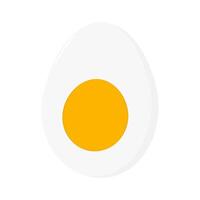 Half boiled cleaned egg with yolk. Thematic, menu cards or Egg Day greeting design element concept. Isolated illustration Cards Sticker Icon Web promo banner, leaflets, print materials or tags vector