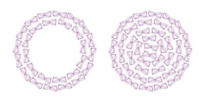 Transparent lens in lilac framing Eyeglasses. Monochrome Circular Frame border and Background idea. Isolated illustration Thematic cards or web promo banner, leaflets, print materials or tags vector
