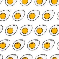 Half Hard boiled egg fill not along contour Seamless Pattern Egg Day greeting Background design idea. Isolated illustration Wallpaper, wrapping, posters, banner, brochures or web promo leaflets vector