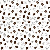 Coffee beans Outline and fill grains Seamless Pattern Monochrome dark brown Coffee bean Day backdrop. Isolate illustration Wallpaper, wrapping or web promo, Thematic card, blog, media post, tag vector