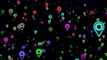 Colorful Glowing Neon Map Pointer Background video