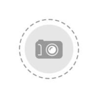 circular button with a camera silhouette, representing the add photo placeholder function in an empty field. Simple UI icon for uploading images, profile pictures, or attachments in apps and websites vector