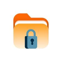 Secure folder flat illustration. A locked folder icon representing safe file storage, data protection, and cybersecurity. Suitable for app interfaces, web design, and security related content vector