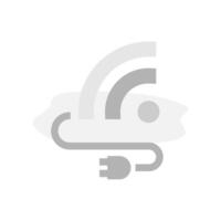 Flat illustration depicting a no internet connection concept. Features a WiFi symbol with a disconnected plug head, representing offline mode, network issues, or internet not available vector