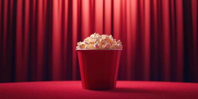 Snack enjoying experience with popcorn in a theater setting during a film screening photo