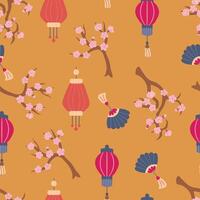 Seamless pattern in Japanese style. Endless textures for your design vector