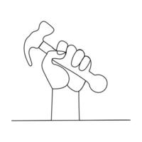 Single Line Illustrations of Engineers, Builders, and Tools vector
