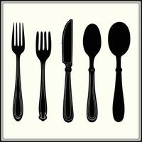 Silhouette of Spoon Set, Dining vector