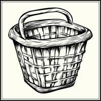 Silhouette of Plastic Basket, Doodle vector