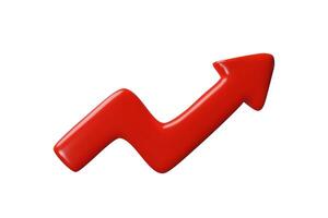 3d render red growth progress arrow. Three-dimensional diagram illustration of investment progress. Increase finance graphic of statistic profit. Business direction infographic in presentation vector