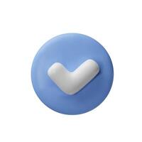 3d render success checkbox. Three-dimensional illustration of OK solution. Approve checklist or accept sign. Checkout badge of voting or examining. Graphic symbol of correct verification vector