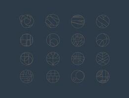 Circle shape icons drawing linear art style on blue background vector