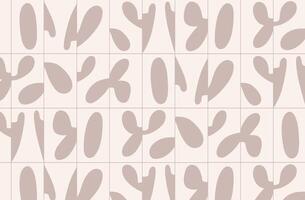 Linear seamless smooth abstract pattern drawing with coffee color on beige background vector