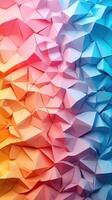 Colorful abstract geometric pattern with peaks and valleys creating depth and texture in gradient hues photo