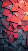 Abstract geometric pattern with red and gray shapes on a textured surface in a vibrant setting photo